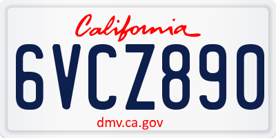CA license plate 6VCZ890