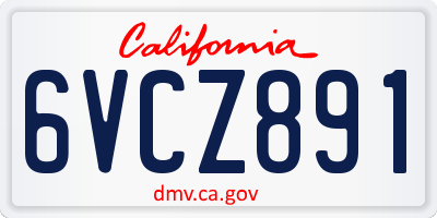 CA license plate 6VCZ891