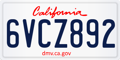 CA license plate 6VCZ892