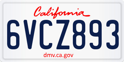 CA license plate 6VCZ893