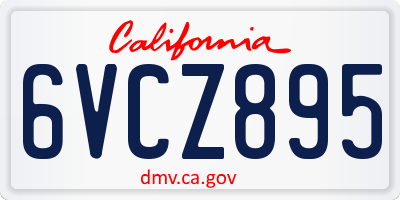 CA license plate 6VCZ895