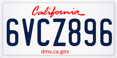 CA license plate 6VCZ896