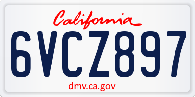 CA license plate 6VCZ897