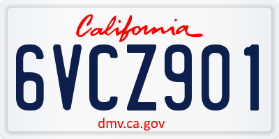CA license plate 6VCZ901