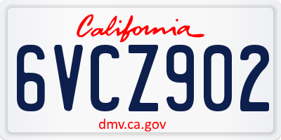 CA license plate 6VCZ902