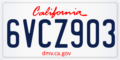 CA license plate 6VCZ903