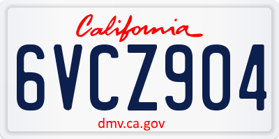 CA license plate 6VCZ904