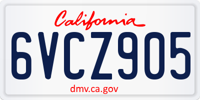 CA license plate 6VCZ905
