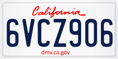 CA license plate 6VCZ906
