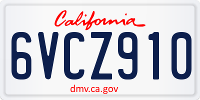 CA license plate 6VCZ910