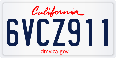 CA license plate 6VCZ911