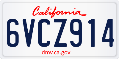 CA license plate 6VCZ914