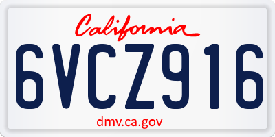 CA license plate 6VCZ916
