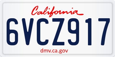 CA license plate 6VCZ917