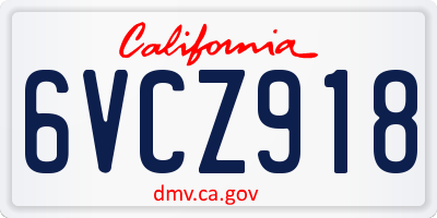 CA license plate 6VCZ918