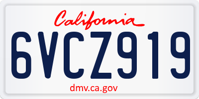 CA license plate 6VCZ919