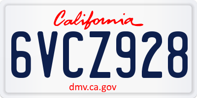 CA license plate 6VCZ928