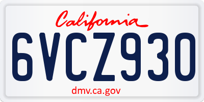 CA license plate 6VCZ930