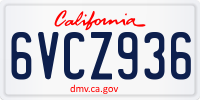CA license plate 6VCZ936