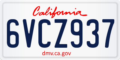 CA license plate 6VCZ937