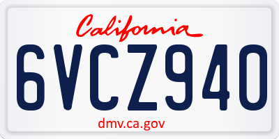 CA license plate 6VCZ940