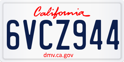 CA license plate 6VCZ944