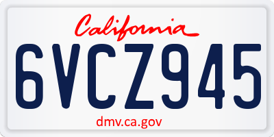 CA license plate 6VCZ945
