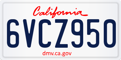 CA license plate 6VCZ950