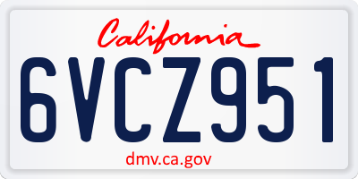 CA license plate 6VCZ951