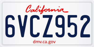 CA license plate 6VCZ952