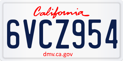 CA license plate 6VCZ954