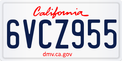 CA license plate 6VCZ955