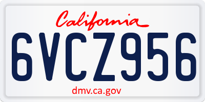 CA license plate 6VCZ956