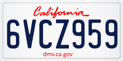CA license plate 6VCZ959