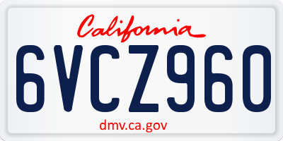 CA license plate 6VCZ960