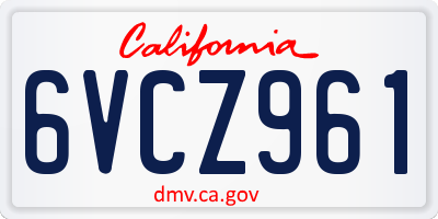 CA license plate 6VCZ961