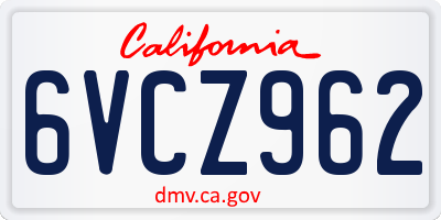 CA license plate 6VCZ962