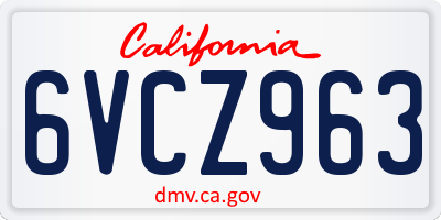CA license plate 6VCZ963