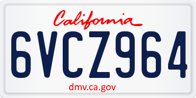 CA license plate 6VCZ964