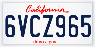 CA license plate 6VCZ965