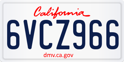 CA license plate 6VCZ966