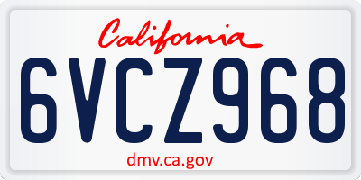CA license plate 6VCZ968