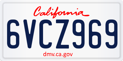 CA license plate 6VCZ969
