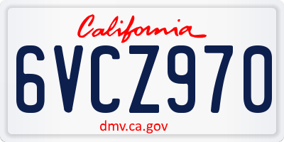 CA license plate 6VCZ970