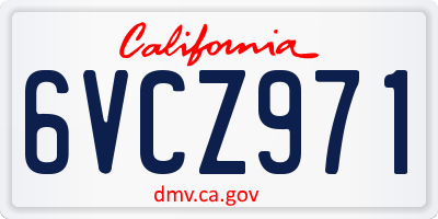 CA license plate 6VCZ971