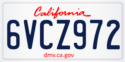 CA license plate 6VCZ972