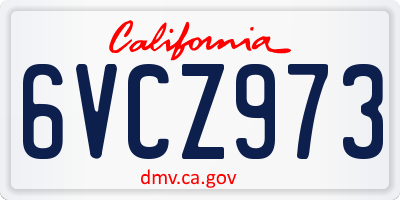 CA license plate 6VCZ973