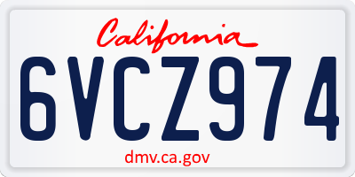 CA license plate 6VCZ974