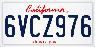CA license plate 6VCZ976