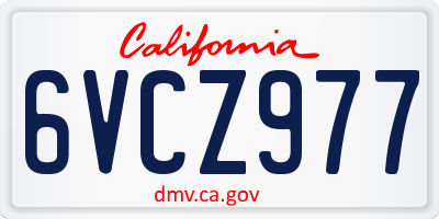 CA license plate 6VCZ977